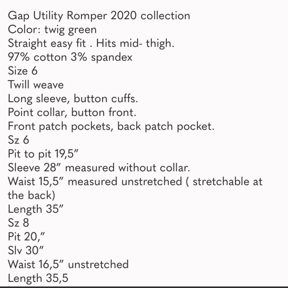 Today Only Sale Gap Utility Romper Jumper Twig Green sizes 6 8 - Picture 8 of 8
